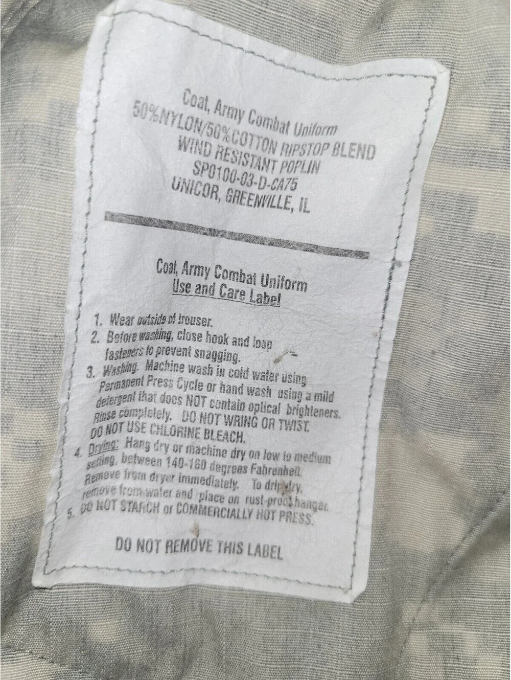 U.S. Army ACU Combat Uniform Coat Jacket Digital Camo Ripstop Medium Short 25x25